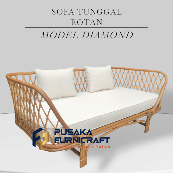 Sofa Tunggal Rotan Model Diamond