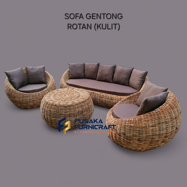 Sofa Gentong Rotan Kulit Type 311